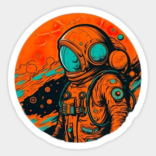 Abstract Geometric Astronaut Design - Vibrant Art Tee Sticker